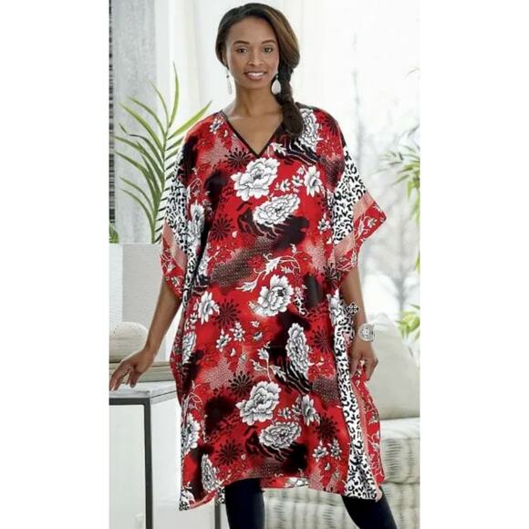 NWT Winlar Caftan Silk Fabric with a Bold Colorful Floral & Animal Print sz O/S - Picture 14 of 14